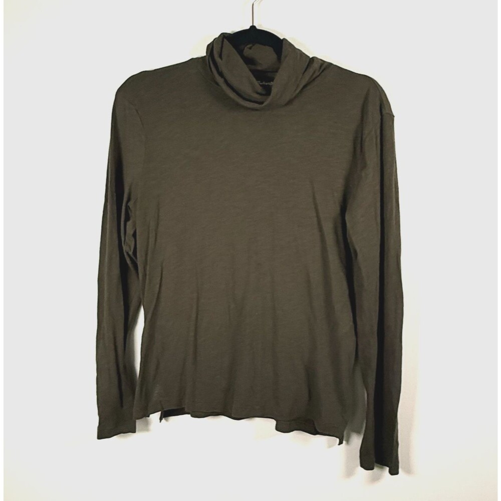 Madewell Womens Green Solid 100% Cotton Turtleneck Long Sleeve Top - S